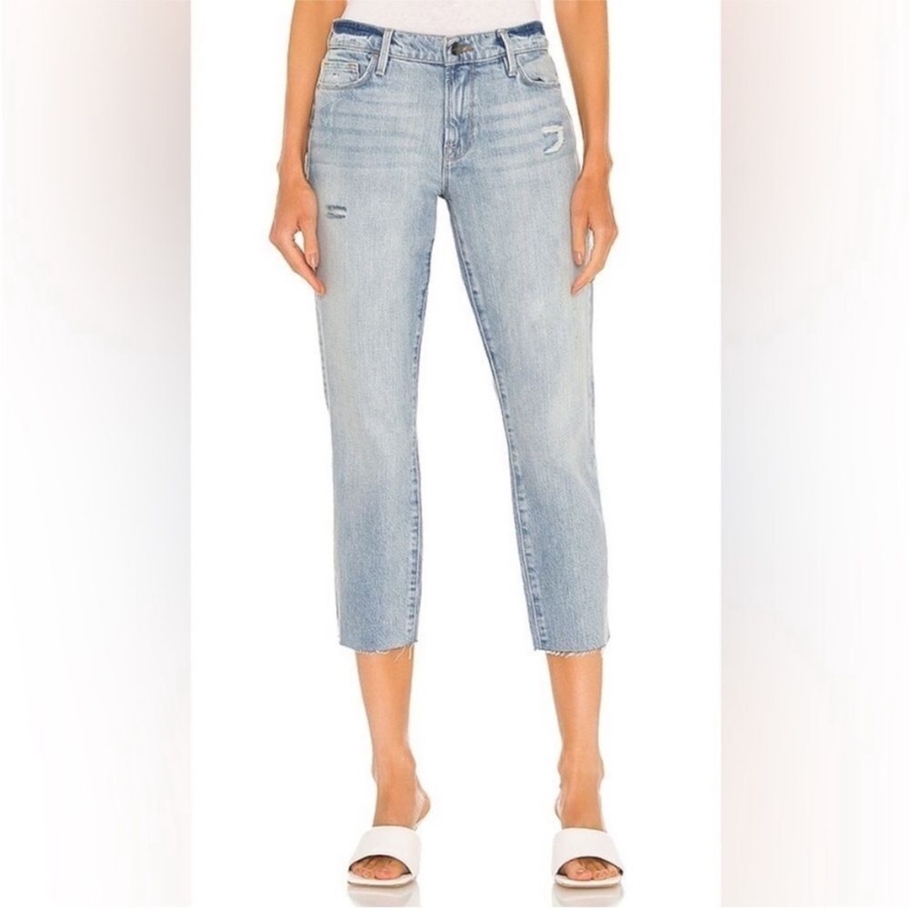 Frame Le Garçon Crop Distressed Raw Hem Denim Jeans